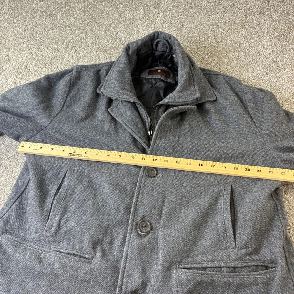 Toscano Mens Gray‎ Wool Blend Button Front Coat Jacket Overcoat Outerwear